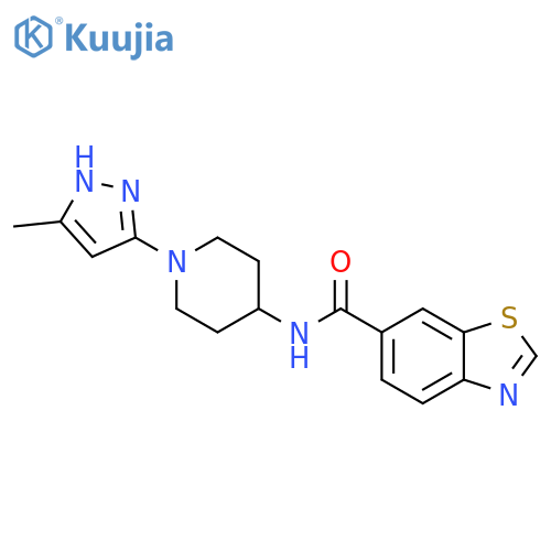 N-[1-(5-methyl-1H-pyrazol-3-yl)piperidin-4-yl]-1,3-benzothiazole-6-carboxamide structure