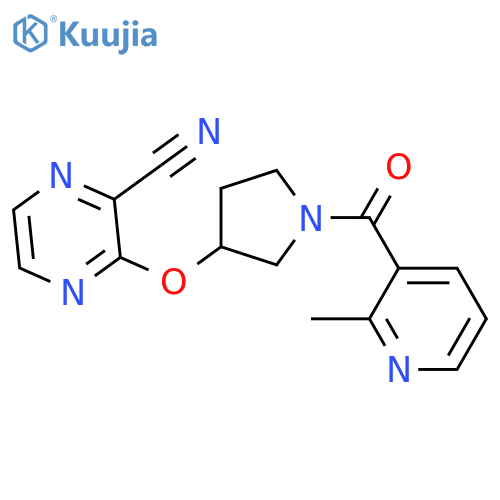 3-{[1-(2-methylpyridine-3-carbonyl)pyrrolidin-3-yl]oxy}pyrazine-2-carbonitrile structure