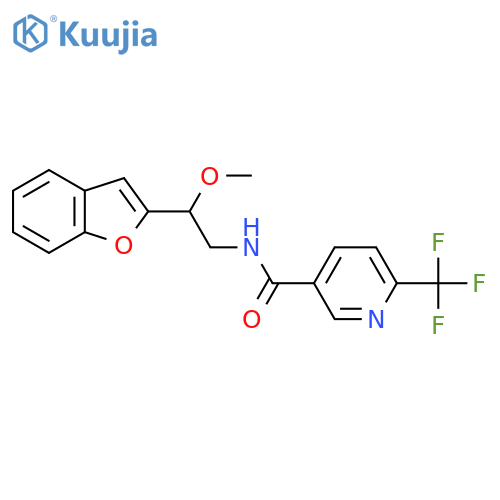 N-2-(1-benzofuran-2-yl)-2-methoxyethyl-6-(trifluoromethyl)pyridine-3-carboxamide structure