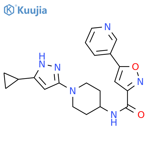 N-[1-(5-cyclopropyl-1H-pyrazol-3-yl)piperidin-4-yl]-5-(pyridin-3-yl)-1,2-oxazole-3-carboxamide structure