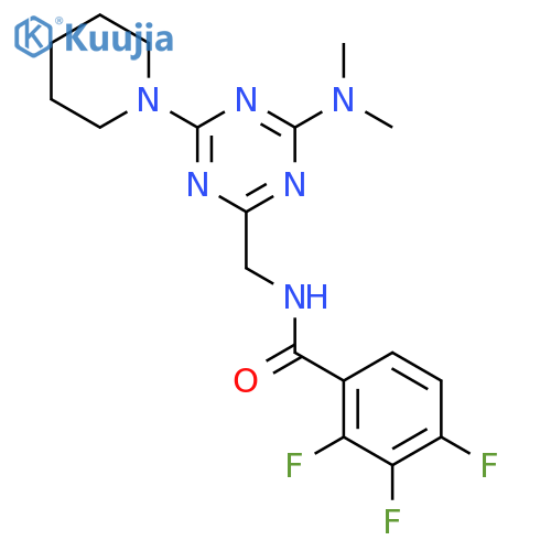 N-{[4-(dimethylamino)-6-(piperidin-1-yl)-1,3,5-triazin-2-yl]methyl}-2,3,4-trifluorobenzamide structure