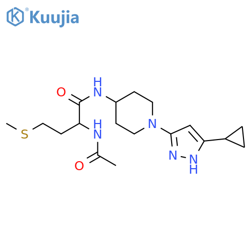 N-[1-(5-cyclopropyl-1H-pyrazol-3-yl)piperidin-4-yl]-2-acetamido-4-(methylsulfanyl)butanamide structure