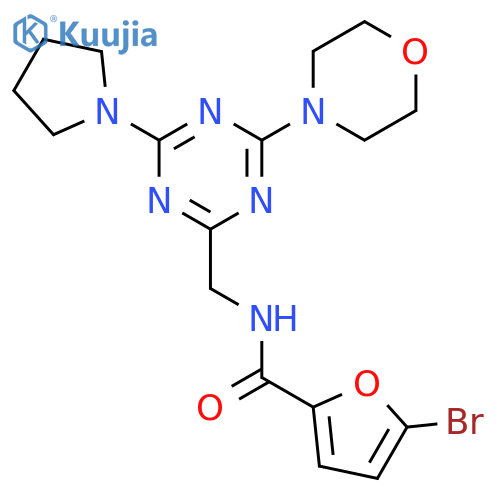 5-bromo-N-{4-(morpholin-4-yl)-6-(pyrrolidin-1-yl)-1,3,5-triazin-2-ylmethyl}furan-2-carboxamide structure