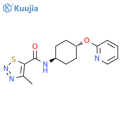 4-methyl-N-[(1r,4r)-4-(pyridin-2-yloxy)cyclohexyl]-1,2,3-thiadiazole-5-carboxamide structure