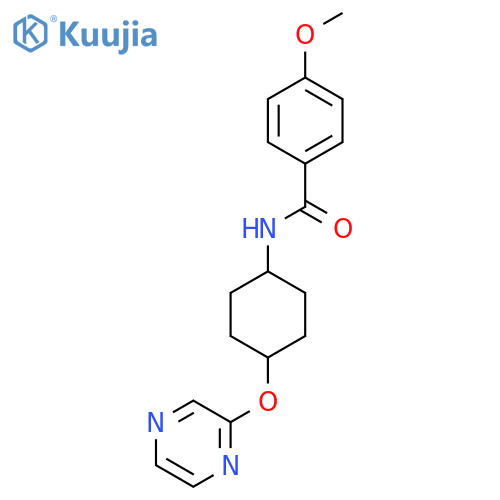4-methoxy-N-[(1r,4r)-4-(pyrazin-2-yloxy)cyclohexyl]benzamide structure