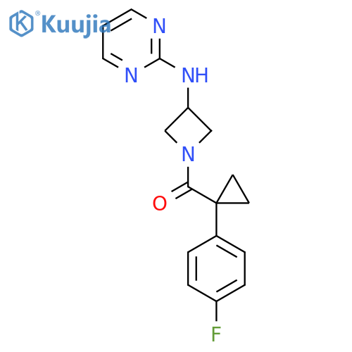 N-{1-1-(4-fluorophenyl)cyclopropanecarbonylazetidin-3-yl}pyrimidin-2-amine structure