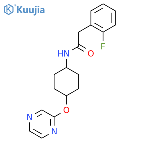 2-(2-fluorophenyl)-N-[(1r,4r)-4-(pyrazin-2-yloxy)cyclohexyl]acetamide structure