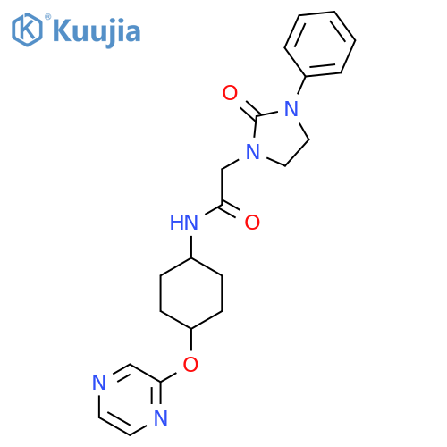 2-(2-oxo-3-phenylimidazolidin-1-yl)-N-[(1r,4r)-4-(pyrazin-2-yloxy)cyclohexyl]acetamide structure