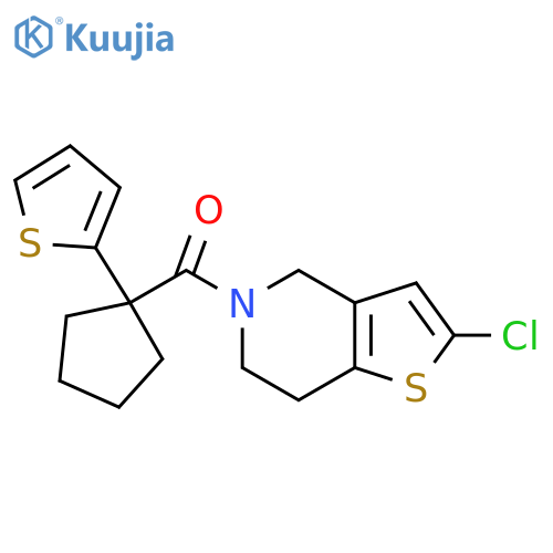 2-chloro-5-[1-(thiophen-2-yl)cyclopentanecarbonyl]-4H,5H,6H,7H-thieno[3,2-c]pyridine structure