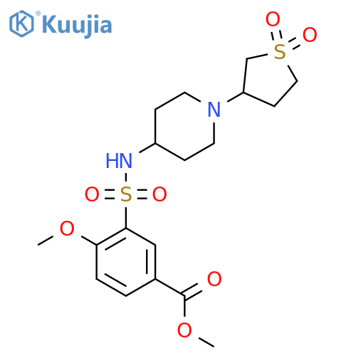 methyl 3-{[1-(1,1-dioxo-1lambda6-thiolan-3-yl)piperidin-4-yl]sulfamoyl}-4-methoxybenzoate structure