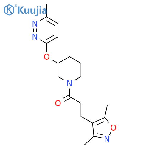 3-(3,5-dimethyl-1,2-oxazol-4-yl)-1-{3-[(6-methylpyridazin-3-yl)oxy]piperidin-1-yl}propan-1-one structure