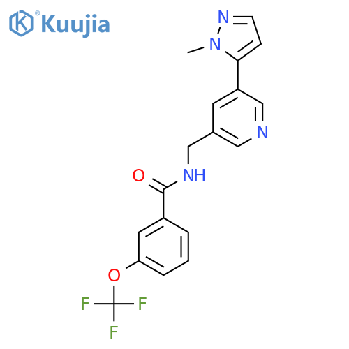 N-{5-(1-methyl-1H-pyrazol-5-yl)pyridin-3-ylmethyl}-3-(trifluoromethoxy)benzamide structure