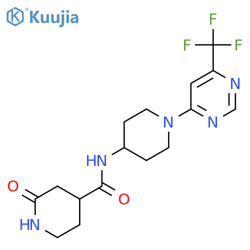 2-oxo-N-{1-[6-(trifluoromethyl)pyrimidin-4-yl]piperidin-4-yl}piperidine-4-carboxamide structure