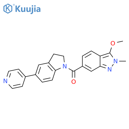 3-methoxy-2-methyl-6-5-(pyridin-4-yl)-2,3-dihydro-1H-indole-1-carbonyl-2H-indazole structure