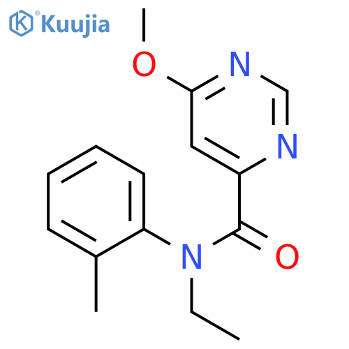 N-ethyl-6-methoxy-N-(2-methylphenyl)pyrimidine-4-carboxamide structure