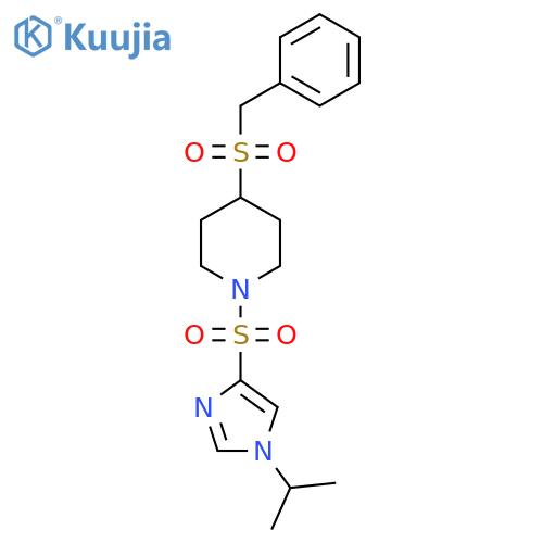 4-phenylmethanesulfonyl-1-{1-(propan-2-yl)-1H-imidazol-4-ylsulfonyl}piperidine structure