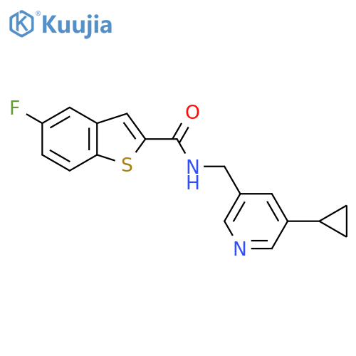 N-(5-cyclopropylpyridin-3-yl)methyl-5-fluoro-1-benzothiophene-2-carboxamide structure