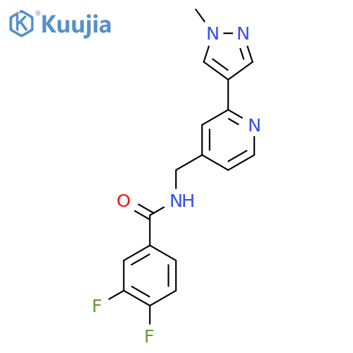 3,4-difluoro-N-{[2-(1-methyl-1H-pyrazol-4-yl)pyridin-4-yl]methyl}benzamide structure