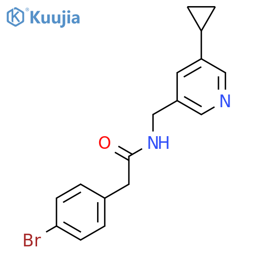 2-(4-bromophenyl)-N-(5-cyclopropylpyridin-3-yl)methylacetamide structure