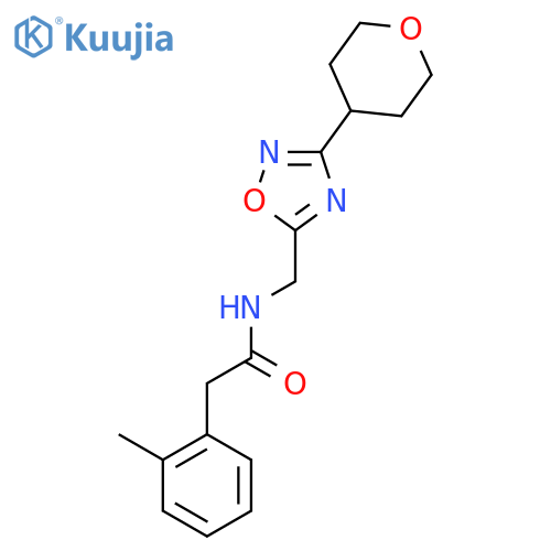 2-(2-methylphenyl)-N-{[3-(oxan-4-yl)-1,2,4-oxadiazol-5-yl]methyl}acetamide structure