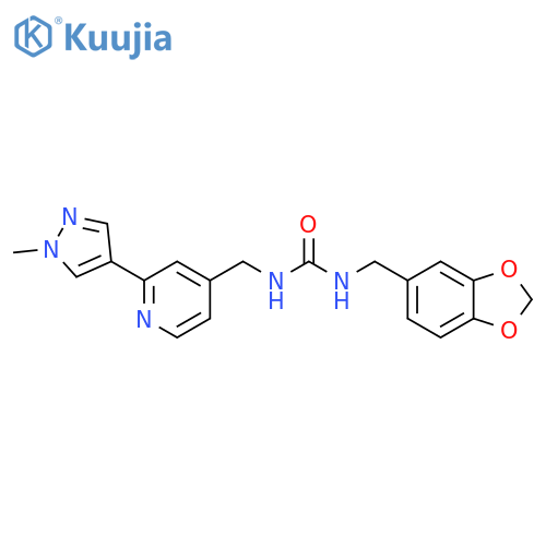 3-[(2H-1,3-benzodioxol-5-yl)methyl]-1-{[2-(1-methyl-1H-pyrazol-4-yl)pyridin-4-yl]methyl}urea structure