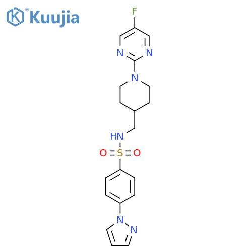 N-((1-(5-fluoropyrimidin-2-yl)piperidin-4-yl)methyl)-4-(1H-pyrazol-1-yl)benzenesulfonamide structure