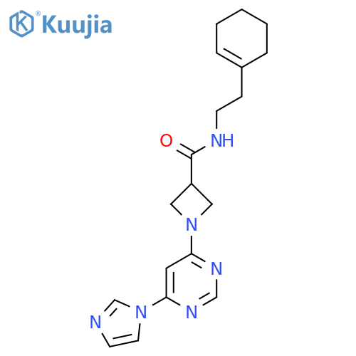 N-[2-(cyclohex-1-en-1-yl)ethyl]-1-[6-(1H-imidazol-1-yl)pyrimidin-4-yl]azetidine-3-carboxamide structure
