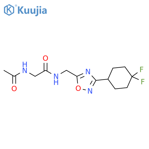 N-{[3-(4,4-difluorocyclohexyl)-1,2,4-oxadiazol-5-yl]methyl}-2-acetamidoacetamide structure