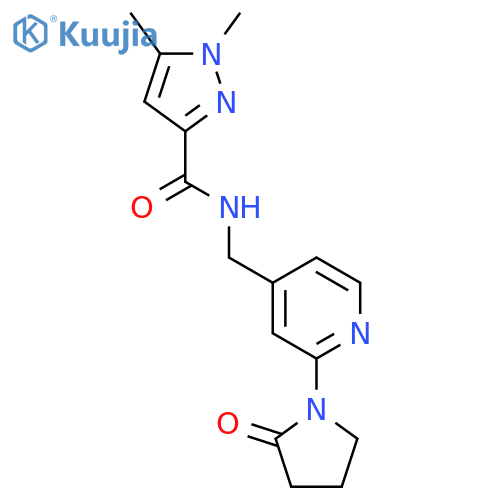 1,5-dimethyl-N-{[2-(2-oxopyrrolidin-1-yl)pyridin-4-yl]methyl}-1H-pyrazole-3-carboxamide structure