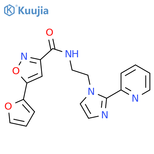 5-(furan-2-yl)-N-{2-[2-(pyridin-2-yl)-1H-imidazol-1-yl]ethyl}-1,2-oxazole-3-carboxamide structure