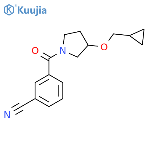 3-3-(cyclopropylmethoxy)pyrrolidine-1-carbonylbenzonitrile structure
