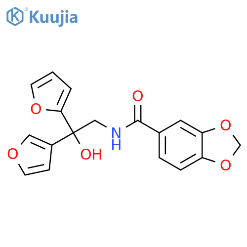 N-2-(furan-2-yl)-2-(furan-3-yl)-2-hydroxyethyl-2H-1,3-benzodioxole-5-carboxamide structure