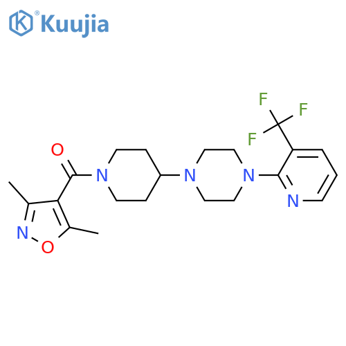 1-[1-(3,5-dimethyl-1,2-oxazole-4-carbonyl)piperidin-4-yl]-4-[3-(trifluoromethyl)pyridin-2-yl]piperazine structure