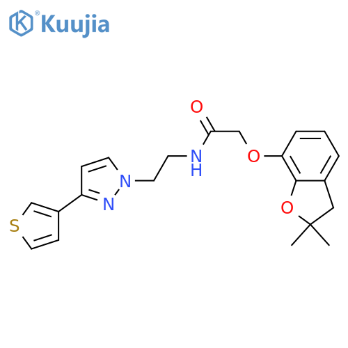 2-[(2,2-dimethyl-2,3-dihydro-1-benzofuran-7-yl)oxy]-N-{2-[3-(thiophen-3-yl)-1H-pyrazol-1-yl]ethyl}acetamide structure