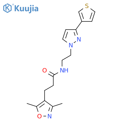 3-(3,5-dimethyl-1,2-oxazol-4-yl)-N-{2-[3-(thiophen-3-yl)-1H-pyrazol-1-yl]ethyl}propanamide structure