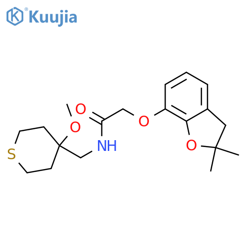 2-[(2,2-dimethyl-2,3-dihydro-1-benzofuran-7-yl)oxy]-N-[(4-methoxythian-4-yl)methyl]acetamide structure