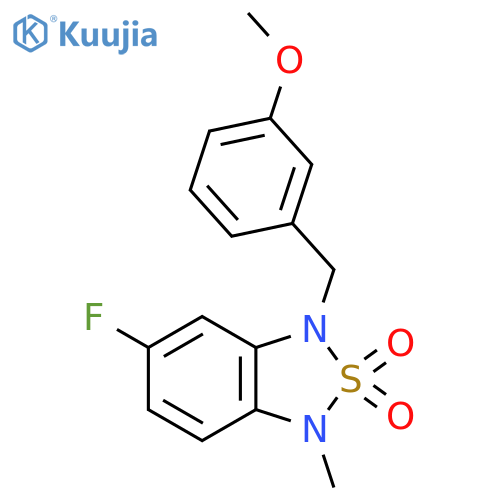 5-fluoro-3-[(3-methoxyphenyl)methyl]-1-methyl-1,3-dihydro-2lambda6,1,3-benzothiadiazole-2,2-dione structure