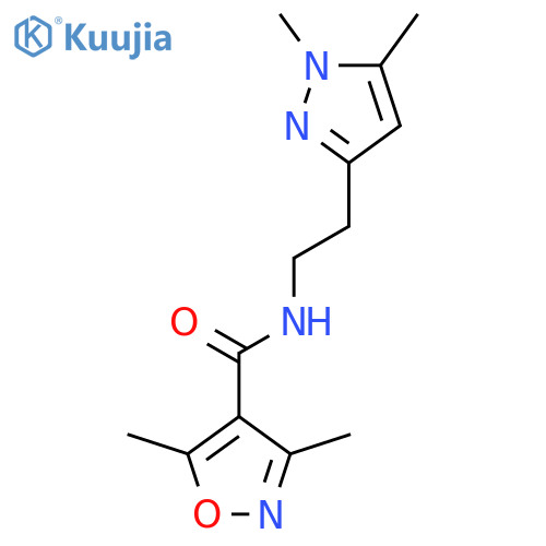 N-2-(1,5-dimethyl-1H-pyrazol-3-yl)ethyl-3,5-dimethyl-1,2-oxazole-4-carboxamide structure