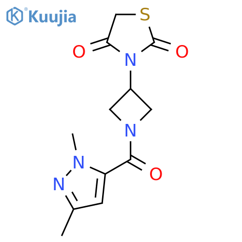 3-(1-(1,3-dimethyl-1H-pyrazole-5-carbonyl)azetidin-3-yl)thiazolidine-2,4-dione structure