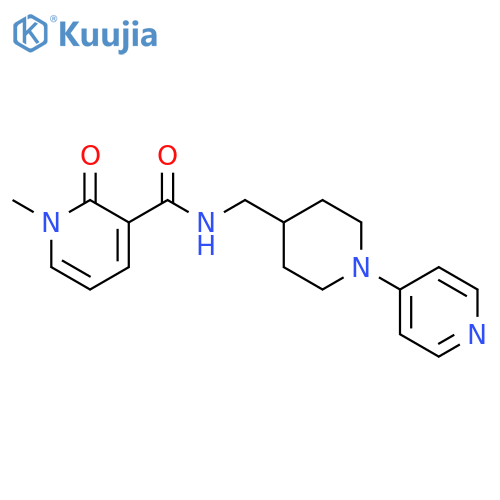1-methyl-2-oxo-N-{[1-(pyridin-4-yl)piperidin-4-yl]methyl}-1,2-dihydropyridine-3-carboxamide structure