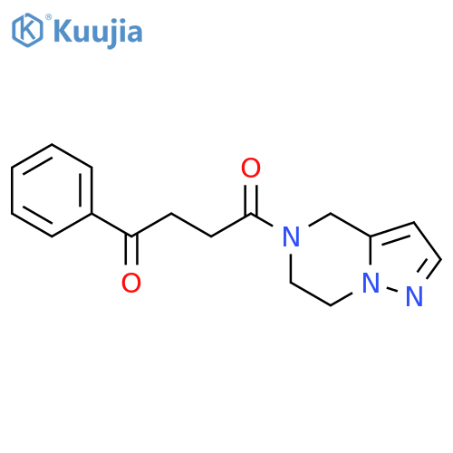 1-phenyl-4-{4H,5H,6H,7H-pyrazolo1,5-apyrazin-5-yl}butane-1,4-dione structure