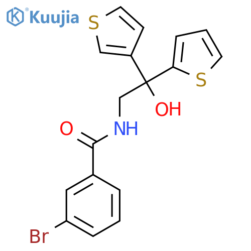 3-bromo-N-2-hydroxy-2-(thiophen-2-yl)-2-(thiophen-3-yl)ethylbenzamide structure