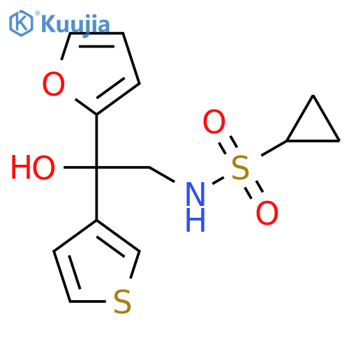 N-2-(furan-2-yl)-2-hydroxy-2-(thiophen-3-yl)ethylcyclopropanesulfonamide structure