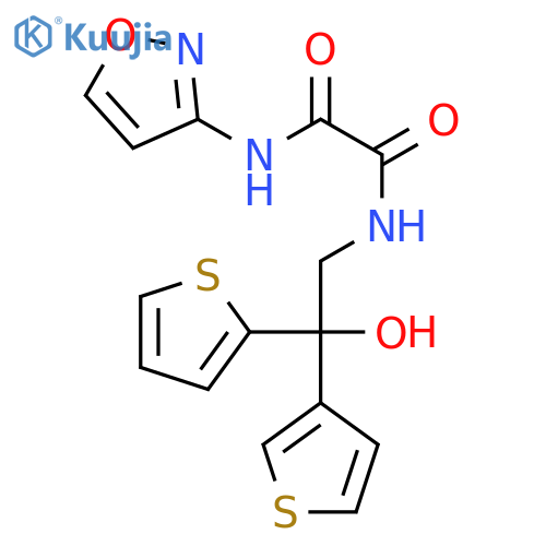 N'-[2-hydroxy-2-(thiophen-2-yl)-2-(thiophen-3-yl)ethyl]-N-(1,2-oxazol-3-yl)ethanediamide structure