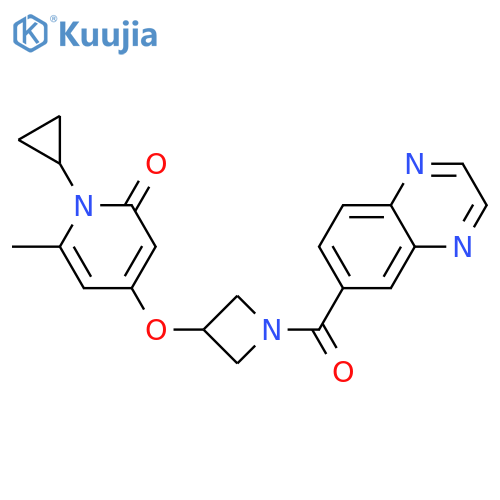 1-cyclopropyl-6-methyl-4-[1-(quinoxaline-6-carbonyl)azetidin-3-yl]oxypyridin-2-one structure