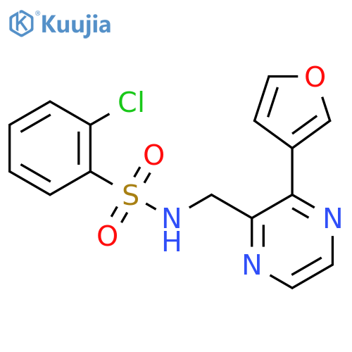 2-chloro-N-{3-(furan-3-yl)pyrazin-2-ylmethyl}benzene-1-sulfonamide structure