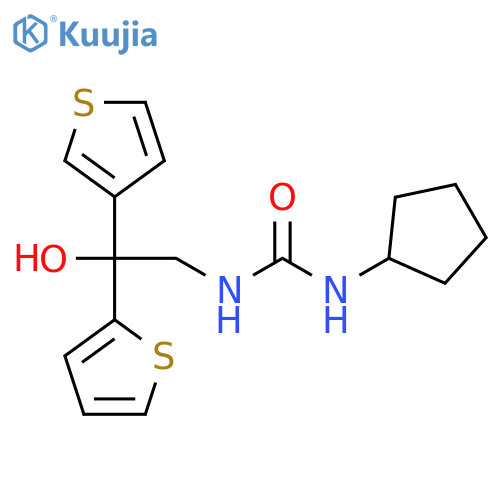 1-cyclopentyl-3-2-hydroxy-2-(thiophen-2-yl)-2-(thiophen-3-yl)ethylurea structure