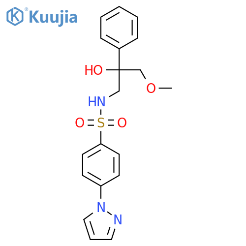 N-(2-hydroxy-3-methoxy-2-phenylpropyl)-4-(1H-pyrazol-1-yl)benzene-1-sulfonamide structure