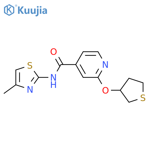 N-(4-methyl-1,3-thiazol-2-yl)-2-(thiolan-3-yloxy)pyridine-4-carboxamide structure
