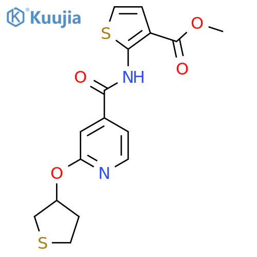 Methyl 2-(2-((tetrahydrothiophen-3-yl)oxy)isonicotinamido)thiophene-3-carboxylate structure